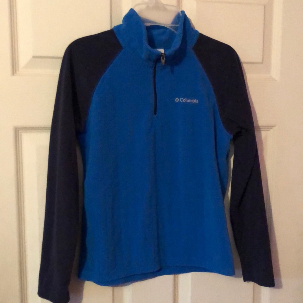 Columbia Dual Blue Shade Quarter Zip Patterned Fleece Pullover Boys Medium 10/12